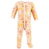Hudson Baby Infant Girls Cotton Sleep and Play, Bodysuit and Bandana Bib Set, Peace Love Flowers - 4 of 4