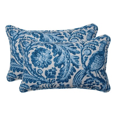 2pk Tucker Resist Rectangular Outdoor Throw Pillow Azure Blue - Pillow Perfect