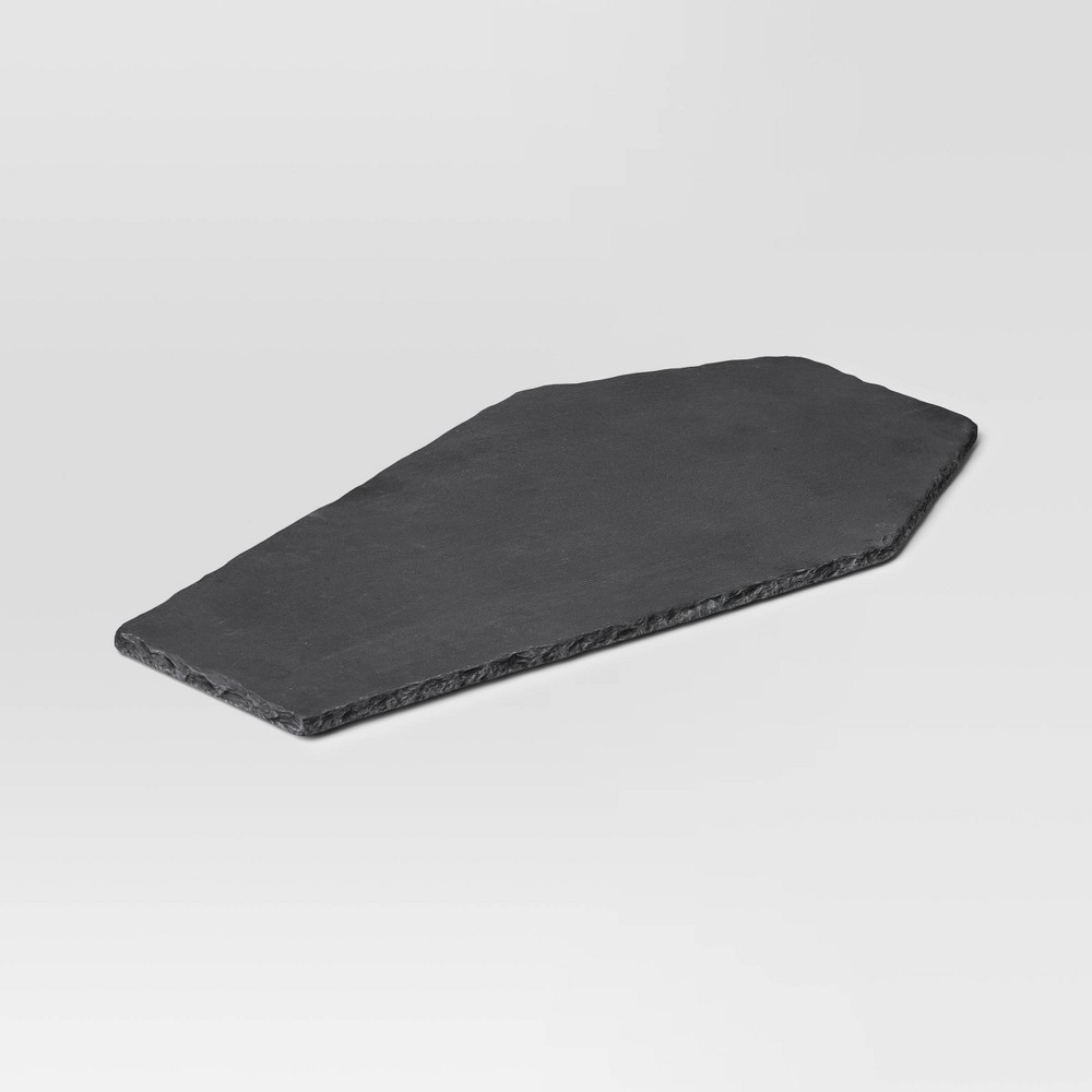Threshold 10x18.07 Halloween Slate Coffin Serve Board Black