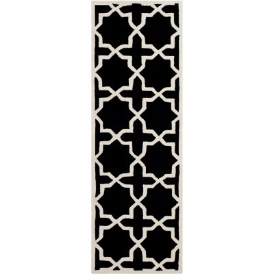 Black and Ivory Hand-Tufted Wool Runner Rug