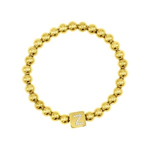 Adornia 14k Gold Plated Initial Cube Stretch Bracelet - 1 of 3