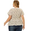 Agnes Orinda Women's Plus Size Tiered Floral Babydoll Ruffle Short Sleeve Blouses - 4 of 4