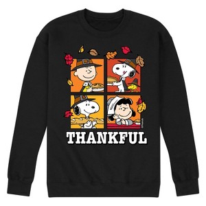 Men's - Peanuts - Charlie and Peppermint Patty Giving Thanks Graphic Fleece Sweatshirt - 1 of 4