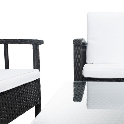Reslor Black Wicker 4-Piece Outdoor Living Set with White Cushions
