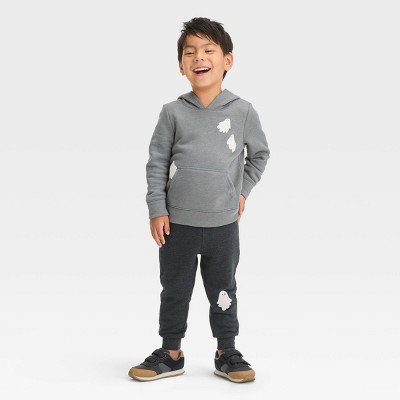 Image of Toddler Boys' Halloween Hooded Top and Jogger Pants Set - Cat & Jack™ Gray 5T