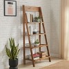Alaterre Furniture 4-Tier Wood Ladder Bookshelf, Walnut - 4 of 4