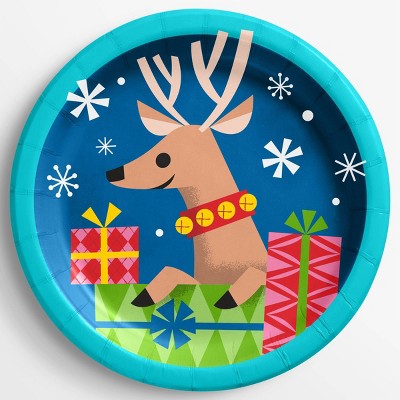 12ct Reindeer Appetizer Plate Blue - Wondershop™