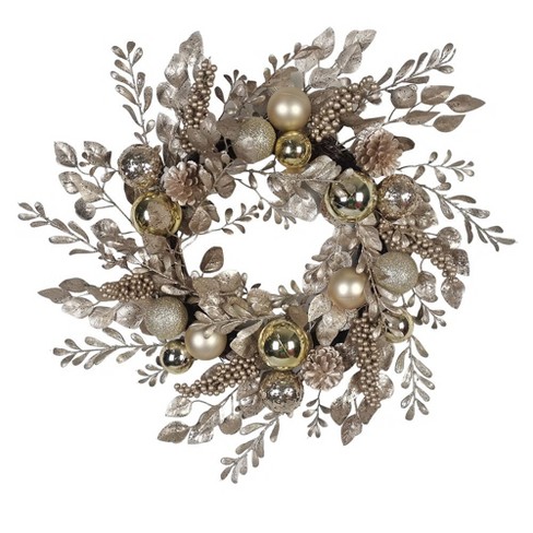 Kurt Adler 24-Inch Gold and Champagne Gold Rattan Wreath - image 1 of 4