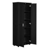 Akoasm 71.25 in. H MDF Double-Door Storage Cabinet with Adjustable Shelves for Bathroom & Office-Black - 4 of 4