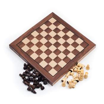 Toy Time Book-Style Chess Board With Staunton Chessmen - Walnut