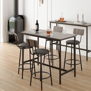 GDFStudio Elara Modern 5 Piece Faux Leather Upholstered Bar Table and Stool Set - 1 of 4