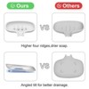 Aoibox Silicone Soap Dish for Bathroom, Bar Soap Holder with Draining Tray, Waterfall Soap Tray for Kitchen Sink, Set of 2 (2 * White) - 3 of 4