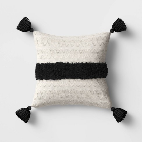 Outdoor Tasseled Throw Pillow Black, Patio Furniture Pillows At Target