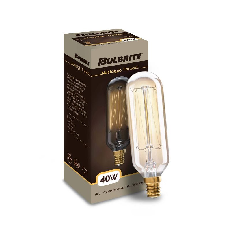 Bulbrite Set of 4 40W T8 Incandescent Dimmable Light Bulbs, 3 of 8