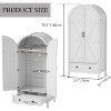 PAKASEPT 70.9‘’ Arched Wooden Armoire Wardrobe Closet with Drawers and Fluted Doors, with Light & Shelves and Hanging Rod, White - 2 of 4
