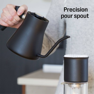 Matte Black Stainless Steel Gooseneck Pour-Over Kettle with Thermometer
