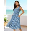 INSPIRE CHIC Women's Summer Boho Beach V Neck Sleeveless Floral Flowy Tiered Midi Dress with Pockets 2 Packs - 2 of 4