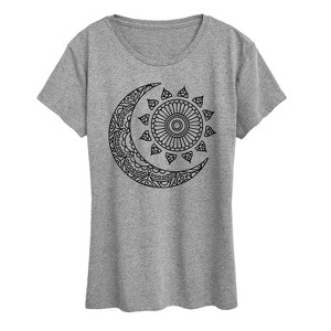 Women's - Instant Message - Mandala Sun Moon Short Sleeve Graphic T-Shirt - 1 of 4