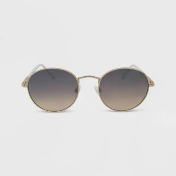 Women's Plastic Metal Combo Round Sunglasses - Wild Fable™ Gold/White