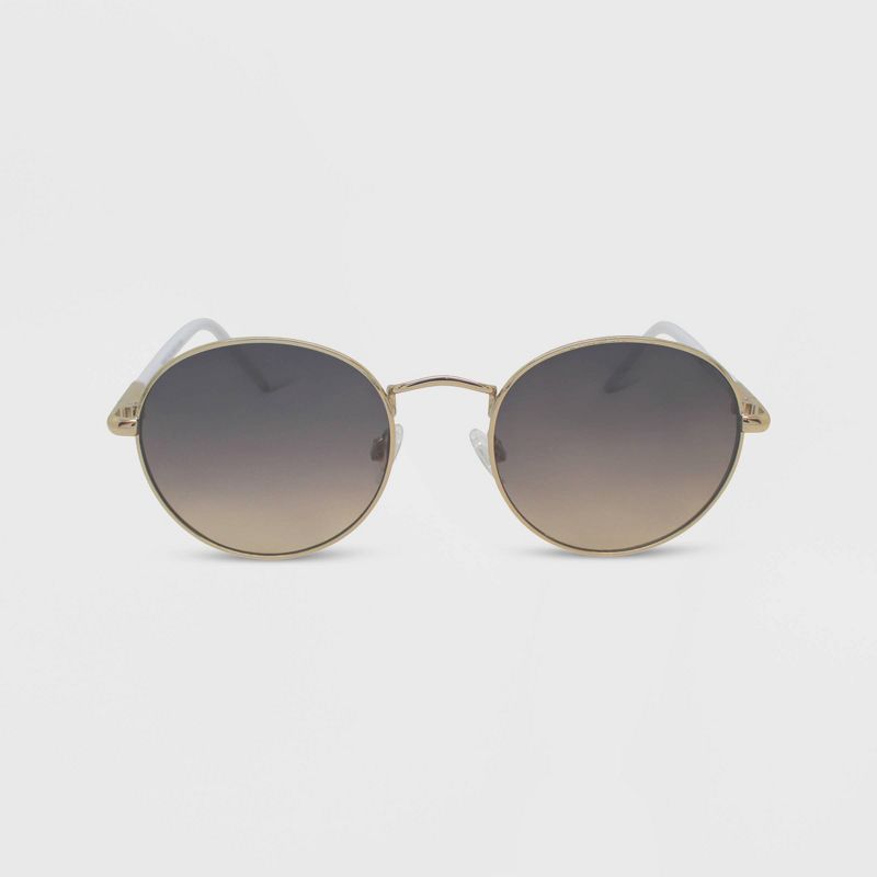 Women&#39;s Plastic Metal Combo Round Sunglasses - Wild Fable&#8482; Gold/White, 1 of 3