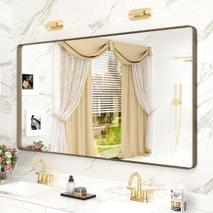 Apmir 55 in. W x 30 in. H Rectangular Aluminum Alloy Framed and Tempered Glass Wall Mirror in Brushed Bronze - 1 of 4