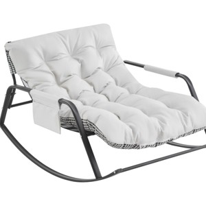 GlasFlength Accent Chairs Modern Rocking Chair Armchair Lazy Chair Sofa Chair Reading Chair for Living Room, White, 50"*35.83"*28.2" - 1 of 4