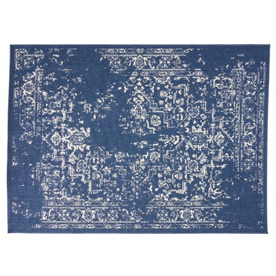 FONTOI Woven Area Rugs, Indoor and Outdoor Geometric Rugs, Floor Mat Carpet for Home Living Room Backyard Patio Porch, Blue, 84"*0.16"*63"