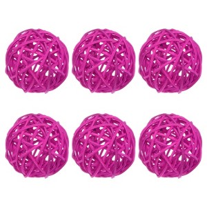 Unique Bargains Wicker Rattan Decorative DIY Crafts Balls 6 Pcs - 1 of 4