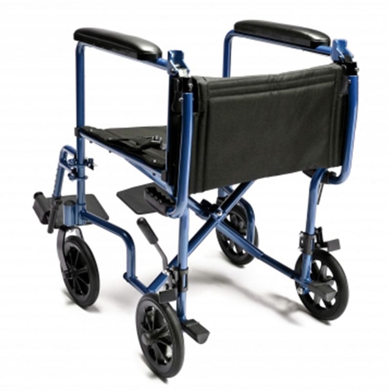 Graham Field EJ787-1 Everest & Jennings Lightweight, Compact Folding Transport Wheelchair with Aluminum Frame and 17 Inch Padded Seat, Blue, 4 of 6