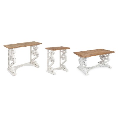 Rustic Brown and White Rectangular Wood Coffee Table
