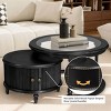 Modern Nesting Coffee Table Set with Tempered Glass Top & Storage,31.5'' & 22.4'' Round Living Room Tables-Baofuwish - 3 of 4
