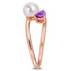 EVERLY JEWELRY | Multiple-color option in Yellow Silver Pearl Ring with Multiple color gemstone Options. - 2 of 4