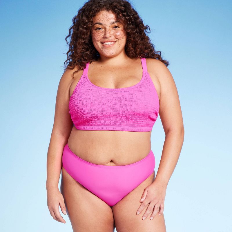 Women's Mid-Rise Full Coverage Bikini Bottom - Wild Fable™ Pink, 4 of 5