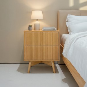 Tremolo  Modern Boho 2-Drawer Nightstand with Solid Wood & Contemporary Fluted Fronts - Teamson Home - 1 of 4