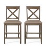 Okak Set of 2 Farmhouse Counter Height Bar Stools for Dining Rooms,High Hollow Back Upholstered Counter Bar Stools Without Arm - 2 of 4