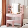 White Vanity Desk with Mirror and Lights, Makeup Vanity Set w/Desk and Stool, Power Outlet, Makeup Vanity Desk with 6 Storage Shelves, 2 Large Drawe - 4 of 4