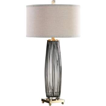 Uttermost Vilminore 33 1/4" High Modern Grooved Gray Glass Table Lamp