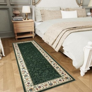 Acekool Floral Area Rug Machine Washable Pearl Velvet Low-Pile Non-Slip Carpet for Living Room Bedroom - 1 of 4