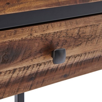 Claremont Rustic Square Wood & Metal End Table with Storage