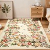 Washable Rug Vintage Floral Rug with Non Slip TPR Backing, Soft Non Shedding Foldable Floor Covering for Living Room Bedroom - 3 of 4