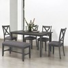6-Piece Rectangular Dining Table Set with 4 Upholstered Chairs and Bench, Wood Kitchen Table for Family Dining Room - 2 of 4