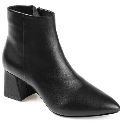 Journee Signature Womens Genuine Leather Tabbie Almond Toe Block Heel Ankle  Booties Black 6