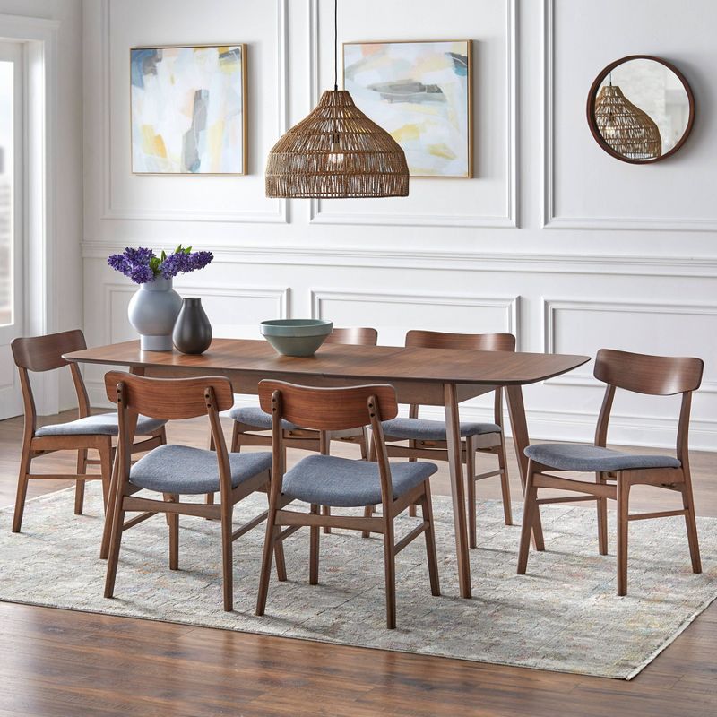 Set of 2 Wave Dining Chairs Walnut/Blue - Buylateral, 4 of 7