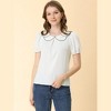 Allegra K Women's Peter Pan Collar Puff Sleeves Sweet Blouse - 3 of 4