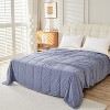 Solid Color Checkered Cooling Blanket, Lightweight & Breathable Summer Quilt, Washable Cooling-Tech Fabric, 59"x79", Blue - 2 of 4