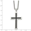Black Bow Jewelry Stainless Steel & Black Genuine Leather Inlay Cross Necklace, 20 Inch - 4 of 4
