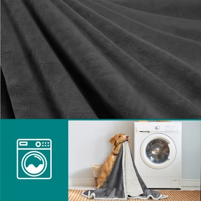 Medium Gray Sherpa Waterproof Outdoor Pet Blanket