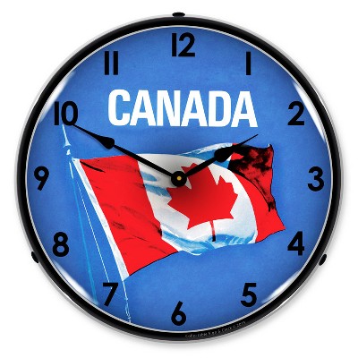 Collectable Sign & Clock | Canadian Flag LED Wall Clock Retro/Vintage, Lighted