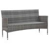 vidaXL Outdoor 3-Seater Patio Sofa - Gray Poly Rattan Durable Garden Furniture with Comfortable Cushions and Easy Maintenance - 3 of 4