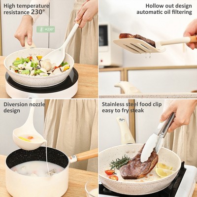 SUGIFT 13-Piece Silicone Kitchen Utensils Set, Wooden Handle Heat-Resistant Cooking Spatulas, Storage Holder for Nonstick Cookware — фото 6